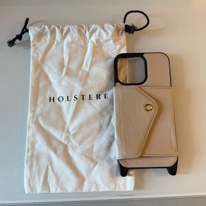 iPhone 14 Pro Max Holstere Leather Cream Phone Case (New). (Bandolier Like)